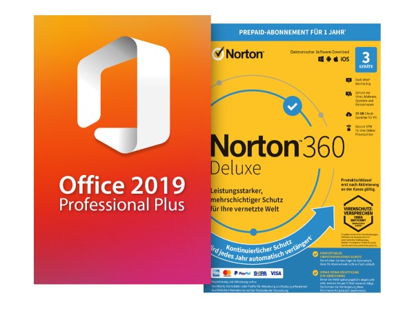 Office Professional Plus 2019 + Norton 360 Deluxe 3 Geräte 1 Jahr mit Abo - Download