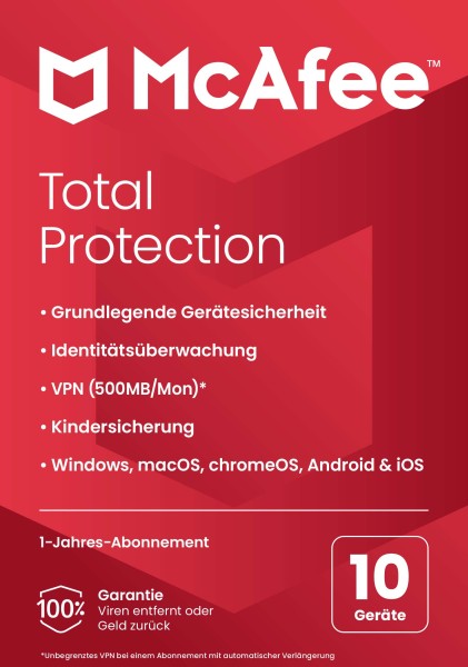 McAfee Total Protection 10 Gerät 1 Jahr