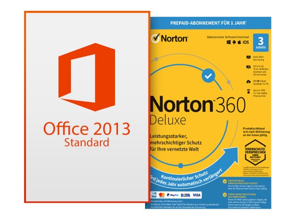 Office Standard 2013 + Norton 360 Deluxe 3 Geräte 1 Jahr mit Abo - Download