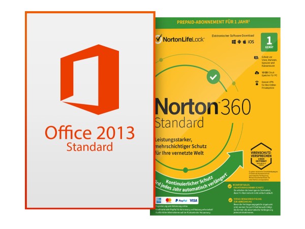 Office Standard 2013 + Norton 360 Standard 1 Gerät 1 Jahr mit Abo - Download