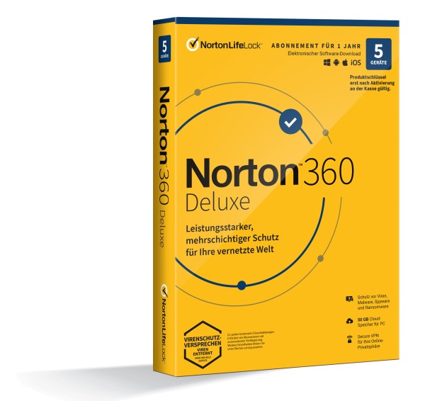 Norton 360 Deluxe 5 Geräte 1 Jahr 2023 mit Abo - Download