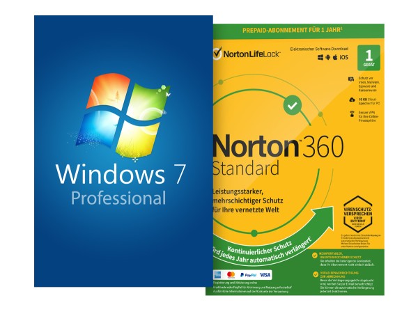 Windows 7 Professional + Norton 360 Standard 1 Gerät 1 Jahr mit Abo - Download