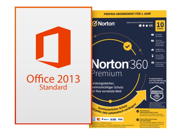 Office Standard 2013 + Norton 360 Premium 10 Geräte 1 Jahr mit Abo - Download