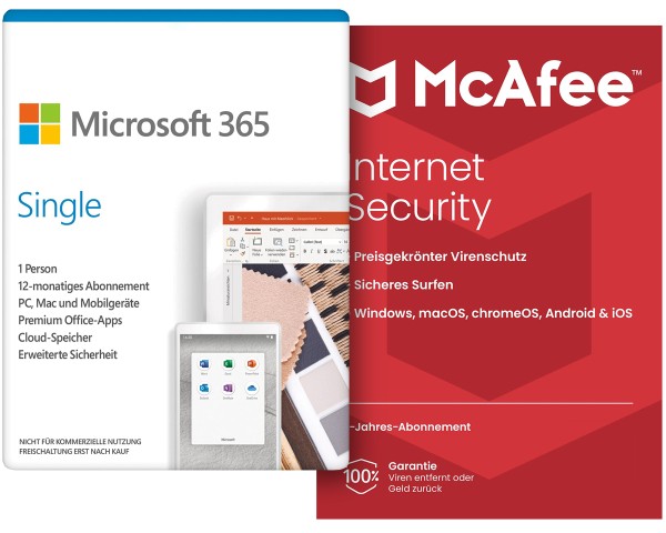 Microsoft Office 365 Single - 1 User / 1 Jahr + McAfee Internet Security 1 User / 1 Jahr - ESD