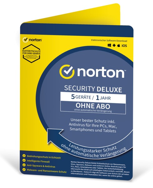 Norton Security Deluxe 5 Geräte 1 Jahr 2023 - ohne Abo - Download